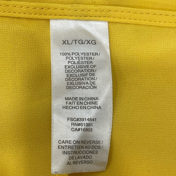 Yellow Embroidered Boho Peasant Blouse with Floral Design – Size XL - Picture 3 of 4